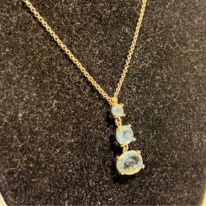Light Blue Fine Goldtone Chain Triple Drop Pendant